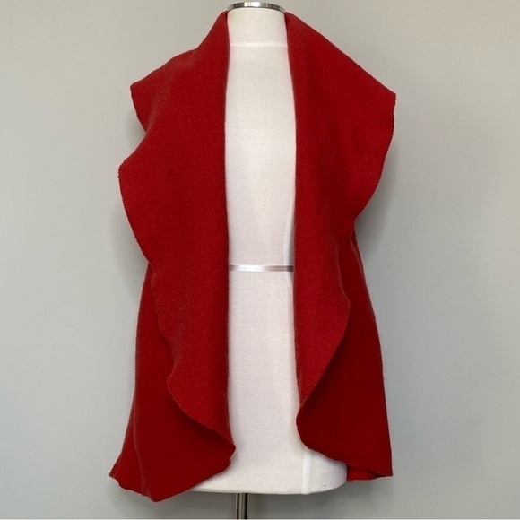 Anthropologie Moth Museum District Boiled Wool Open Front Vest in Rust Red, XS/S - Picture 2 of 16